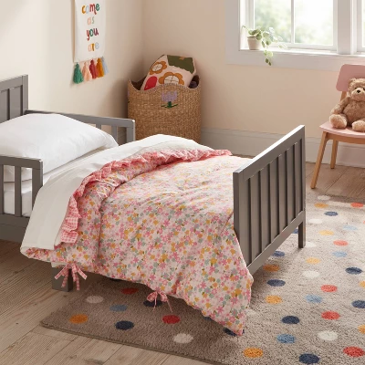 Toddler Crinkle Bow Gingham Floral Kids' Comforter - Pillowfort™ 3 Toddler Crinkle Bow Gingham Floral Kids' Comforter - Pillowfort™