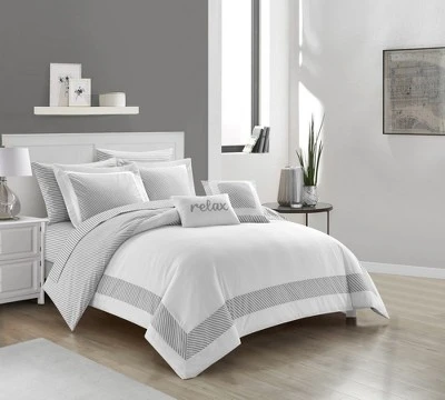 Chic Home Gibson Comforter Set Striped Hotel Collection Design Bed In A Bag Bedding - 9 Piece - Grey 3 Chic Home Gibson Comforter Set Striped Hotel Collection Design Bed In A Bag Bedding - 9 Piece - Grey