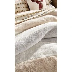 Full/Queen 3Pc Colorblock Faux Shearling Comforter Set Natural - G.H. Bass -Cozy Bedding Home GUEST 6fb30cf1 fa28 406a b12d c717889a705b