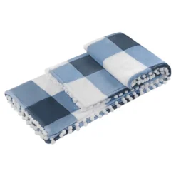 PiccoCasa Flannel Pom-Pom Tartan Checkered Fleece Throw Blanket 1Pc -Cozy Bedding Home GUEST 70df7bc1 b92b 4f03 8209 9c879cb19b39