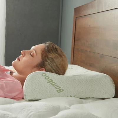 Cheer Collection Contoured Latex Memory Foam Pillow With Washable Cover - White (24" X 16" X 4") 3 Cheer Collection Contoured Latex Memory Foam Pillow With Washable Cover - White (24" X 16" X 4")