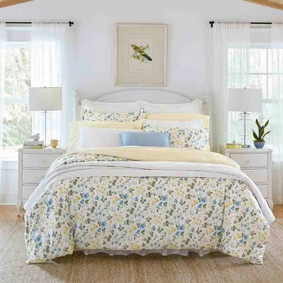 Meadow Floral 100% Cotton Duvet Cover & Sham Set White/Blue - Laura Ashley 9 Meadow Floral 100% Cotton Duvet Cover & Sham Set White/Blue - Laura Ashley - Image 7