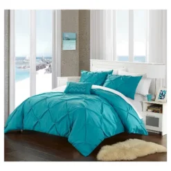 Whitley Pinch Pleated & Ruffled 8 Piece Duvet Cover Set - Chic Home Design