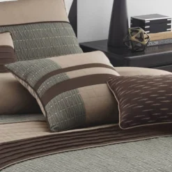 Lexia Comforter Set Brown/Sage Green - Riverbrook Home