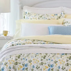 Meadow Floral 100% Cotton Duvet Cover & Sham Set White/Blue - Laura Ashley