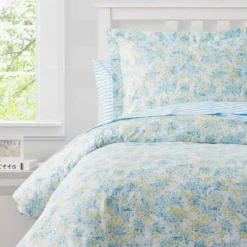 Happy Floral Microfiber Comforter Set Blue - Poppy & Fritz