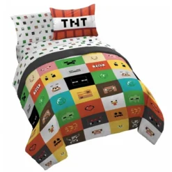 Saturday Park Minecraft Iconic 100% Organic Cotton Bed Set -Cozy Bedding Home GUEST 82f282c3 eb35 4556 8729 408afcc1a399