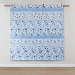 Intelligent Design Twin/Twin XL Lena Floral Striped Comforter Set Blue: Hypoallergenic Dorm Bedding, OEKO-TEX Certified -Cozy Bedding Home GUEST 8388a756 cef6 4c0f af66 c4a9f9b63fb4