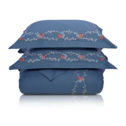 Traditional Floral 200-Thread Count Cotton Shabby-Chic Embroidered Classic 3-Piece Duvet Cover Set With Matching Pillowshams By Blue Nile Mills -Cozy Bedding Home GUEST 879e02aa b7ec 4ef5 bef1 5dfae1c4e1c6