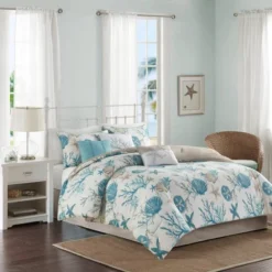 Madison Park 7pc Ocean View Cotton Sateen Comforter Set Aqua -Cozy Bedding Home GUEST 885da066 490e 4eb1 ac5f 9e3ee9624bb6