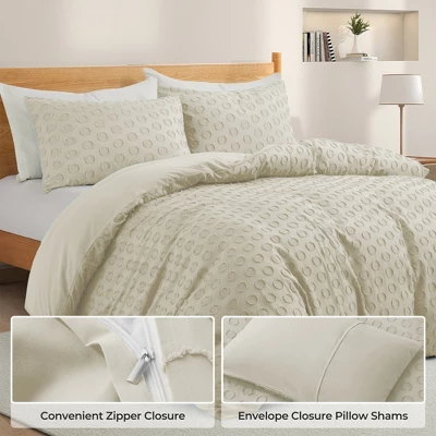Peace Nest Ultra-Lightweight Microfiber Clipped Duvet Cover Set With Circle Pattern 5 Peace Nest Ultra-Lightweight Microfiber Clipped Duvet Cover Set With Circle Pattern - Image 3
