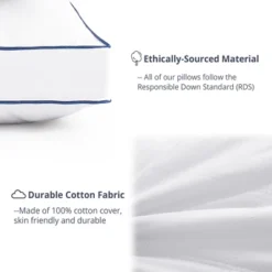 Peace Nest Goose Feather Down Pillow White Quilted Cotton Cover Set Of 2 11 Peace Nest Goose Feather Down Pillow White Quilted Cotton Cover Set Of 2 -Cozy Bedding Home GUEST 8b6d91b1 1ece 46af aa25 8b9f949d024d