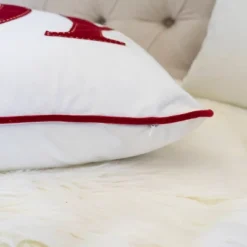 Kumasinova 14" Rectangle Embroidered Christmas Bed Pillows,Velvet Couch Pillows With Green Holiday Decor,Decorative Pillows For Bed And Sofa,White+Red -Cozy Bedding Home GUEST 8fb2219a 969f 4956 a869 7ec775326e5f