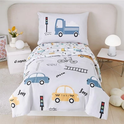 BAFODE 4 Pcs Toddler Bedding Set Cartoon Printed Toddler Bed Toddler Bed Set 4 BAFODE 4 Pcs Toddler Bedding Set Cartoon Printed Toddler Bed Toddler Bed Set - Image 2