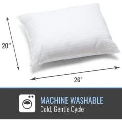 DMI Cooling Hypoallergenic Fiber Filled Pillow, Machine Washable, 20" X 26”, Polyester Fill, Hotel-Grade, Made In USA