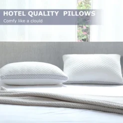 PDTEND Standard Bed Pillow Set Of 2 With Soft Knitted Cover, Breathable Down Alternative Fill, Ideal Support For All Sleep Positions -Cozy Bedding Home GUEST 9cee1017 1d9b 4b3b b5a0 4e3367ced444