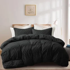 Peace Nest Wave Clipped Duvet Cover Set With Zipper Closure