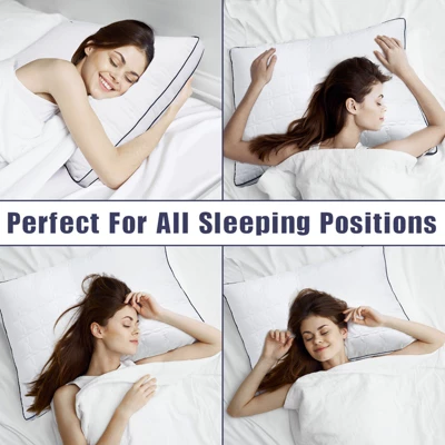 Gulches Queen Size 2 Pack Bed Pillows - White, Soft Down Alternative Fill, Breathable Microfiber, Hypo-Allergenic, 42x75cm 6 Gulches Queen Size 2 Pack Bed Pillows - White, Soft Down Alternative Fill, Breathable Microfiber, Hypo-Allergenic, 42x75cm - Image 4