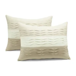 Lush Décor 5pc Mia Pleated Color Block Comforter Bedding Set Light Beige -Cozy Bedding Home GUEST a0822942 18ba 4633 ae1d cd19fbee1223