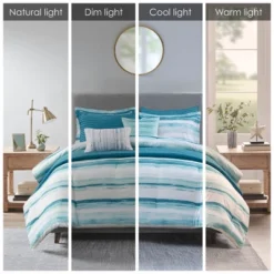 Gulches 8 Piece Printed Seersucker Comforter And Quilt Set Collection Aqua Full/Queen -Cozy Bedding Home GUEST a452b90d 8497 42ed 8d2c 391352d25edf