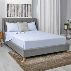 King 300 Thread Count Clean Performance Solid Sheet Set Blue - Sealy