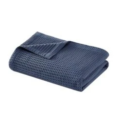 Cannon King Heritage Cotton Waffle Blanket Blue: All Ages, Machine Washable, Tumble Dry, 108"x90"