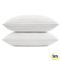 Serta Standard/Queen 2pk Won't Go Flat Pillows White: 300 Thread Count, Cotton Cover, Soft Polyester Fill -Cozy Bedding Home GUEST a6d01861 415f 4004 b7e0 cdf5881e8d4f