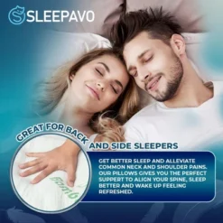 Sleepavo Memory Foam Pillows Queen Size Set Of 2 - Cooling Bed Pillows For Sleeping - Back, Stomach, Side Sleeper Soft, Comfy Cool Shredded - 2 Pack