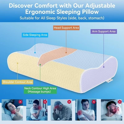FAPO Cervical Neck Pillow Queen Size - Sandwich Dynamic Memory Foam Pillow For Sleeping, Adjustable Contour Ergonomic Orthopedic Cooling Pillow 3 FAPO Cervical Neck Pillow Queen Size - Sandwich Dynamic Memory Foam Pillow For Sleeping, Adjustable Contour Ergonomic Orthopedic Cooling Pillow