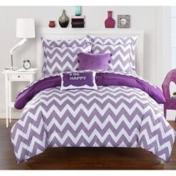 Foxville Pinch Pleated And Ruffled Chevron Print Reversible Multi Piece Comforter Set - Chic Home Design® -Cozy Bedding Home GUEST a8db0e82 9228 47f5 9834 406f0b2a6764
