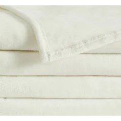 Truly Soft Velvet Plush Family Blanket Ivory: Cozy Microplush, Machine Washable, All Ages, 120x120 Inches -Cozy Bedding Home GUEST ad182dde 7b93 410c 8068 521fab4331c8