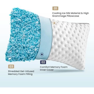Cooling Pillow Queen Size 1 Pack, Cooling Gel Memory Foam Bed Pillow, Medium Firm Pillow For Sleeping, Cooling & Smooth Washable Cover 5 Cooling Pillow Queen Size 1 Pack, Cooling Gel Memory Foam Bed Pillow, Medium Firm Pillow For Sleeping, Cooling & Smooth Washable Cover - Image 3