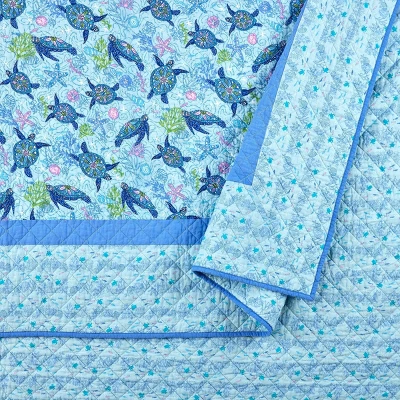 Vera Bradley Turtle Dream Quilt Bedding Set Blue 7 Vera Bradley Turtle Dream Quilt Bedding Set Blue - Image 5