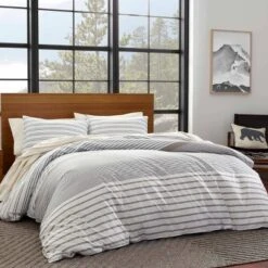 Eddie Bauer - Cooper Stripe Reversible Duvet Cover & Sham Set Beige -Cozy Bedding Home GUEST af7d219b ddf3 4d6b 8451 e8e7f5939a9e