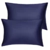 2 Pcs 21"x31" Silky Satin With Zipper Pillow Case Navy - PiccoCasa -Cozy Bedding Home GUEST af96db0c a56d 4456 8c64 1295f5464550