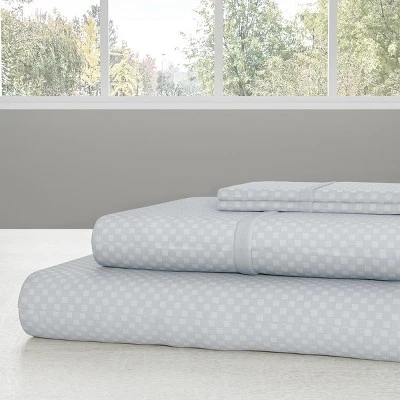 Hastings Home Queen Size Brushed Microfiber 4 Piece Embossed Checkered Bed Sheet And Linen Set With Stain Resistant Fitted And Flat Sheets - Platinum 3 Hastings Home Queen Size Brushed Microfiber 4 Piece Embossed Checkered Bed Sheet And Linen Set With Stain Resistant Fitted And Flat Sheets - Platinum