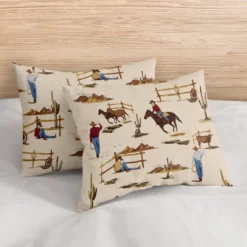 Sweet Jojo Designs Boy Throw Pillow Covers Wild West Cowboy Multicolor 2pc