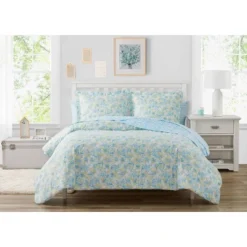 Happy Floral Microfiber Comforter Set Blue - Poppy & Fritz -Cozy Bedding Home GUEST b4865301 362b 46c6 8d6f 1cbe2159b5d7