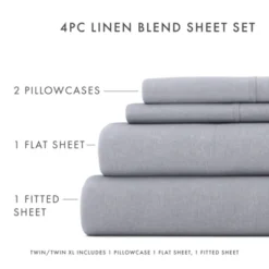 Linen Blend Premium Luxury Solid 4PC Bed Sheets Set - Becky Cameron -Cozy Bedding Home GUEST b68a1241 7762 4aff 98c0 ffdd18adea5c