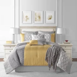 Ridgewood Comforter Set Gray/Yellow - Lanwood Home