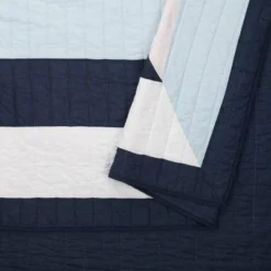 Ampersand For Makers Collective Full/Queen 3pc Diamond Patchwork Quilt & Sham Set Blue: Cotton Reversible Comforter, Midweight Fabric -Cozy Bedding Home GUEST c01447ca 3375 49ad 99ec 72f48c511d06