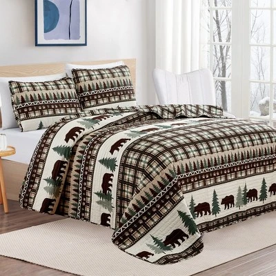 Market & Place Cedar Creek Lodge Plaid Reversible Quilt Set 3 Market & Place Cedar Creek Lodge Plaid Reversible Quilt Set
