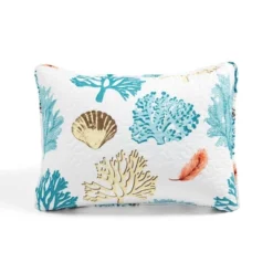 Coastal Reef Feather Reversible Quilt Set Blue/Coral - Lush Décor -Cozy Bedding Home GUEST c4ebd0e6 ce4d 4066 88b8 d10ce44c198b
