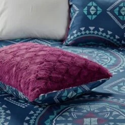 Blair Full/Queen 3pc Reversible Comforter Mini Set Navy/Purple -Cozy Bedding Home GUEST c8714e16 f620 4a25 9c7b 22d8f2646f01