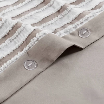 Madison Park 3pc River Clipped Jacquard Duvet Cover Set Off-White 8 Madison Park 3pc River Clipped Jacquard Duvet Cover Set Off-White - Image 6