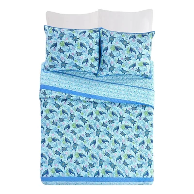 Vera Bradley Turtle Dream Quilt Bedding Set Blue 3 Vera Bradley Turtle Dream Quilt Bedding Set Blue
