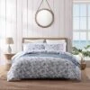 Tommy Bahama 3pc Pen And Ink Duvet Cover Bedding Set Blue