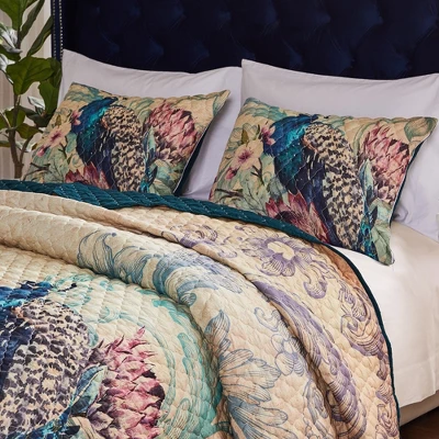 Greenland Home Fashions Eden Peacock Ecru Sham 4 Greenland Home Fashions Eden Peacock Ecru Sham - Image 2