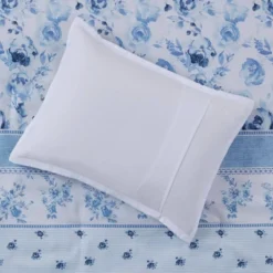 Intelligent Design Twin/Twin XL Lena Floral Striped Comforter Set Blue: Hypoallergenic Dorm Bedding, OEKO-TEX Certified -Cozy Bedding Home GUEST d38a4781 e6e5 4b14 8411 fdc861eb3432