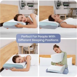 FONTOI 4 Inch Memory Foam Pillow, Cooling Bed Pillows For Standard Size, Removable Machine Washable Pillowcase, Blue&Grey, 15.7"*5"*23.6" -Cozy Bedding Home GUEST d8636793 3568 497d 8794 18eaaa604924